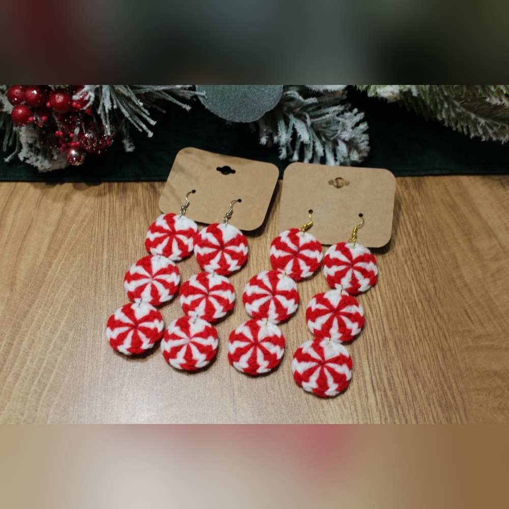 Handmade 3-Tier Peppermint Candy Earrings